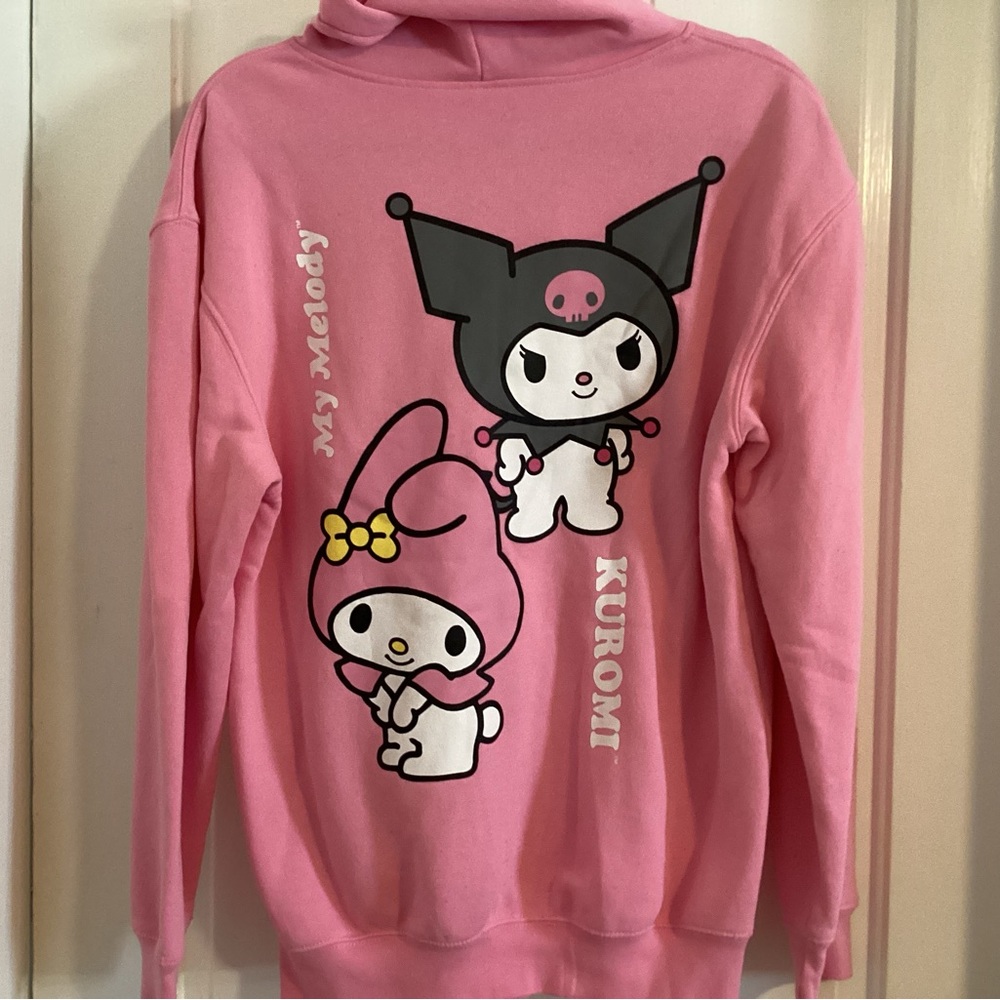 My Melody Kuromi Sanrio Pink Fleece Zip Up Hoodie Jacket S